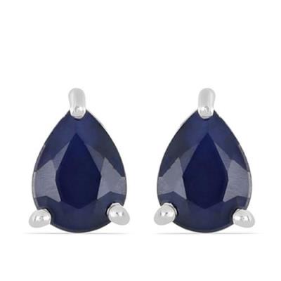 NATURAL BLUE SAPPHIRE GEMSTONE EARRINGS IN 925 STERLING SILVER